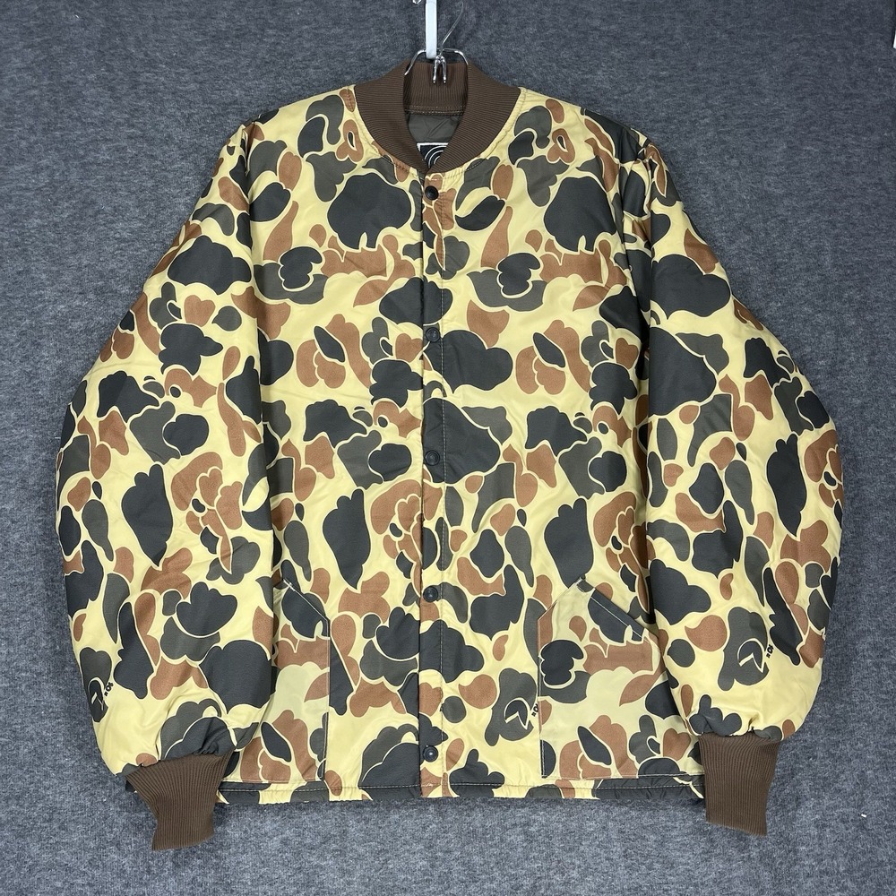 Vintage 10x Duck Camo Hunting Bomber Jacket Mens XLT Nylon‎ Made in USA